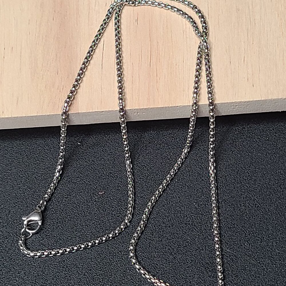 23 inches Square Cable Style Chain Necklace Silver Stainless Steel